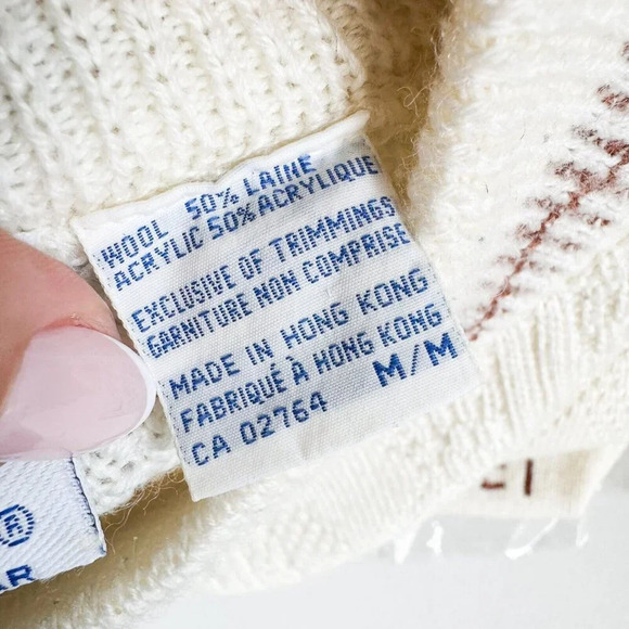 Vintage Vaurnet Paris White Kit Brown Suede Detail Pullover M - Picture 10 of 10